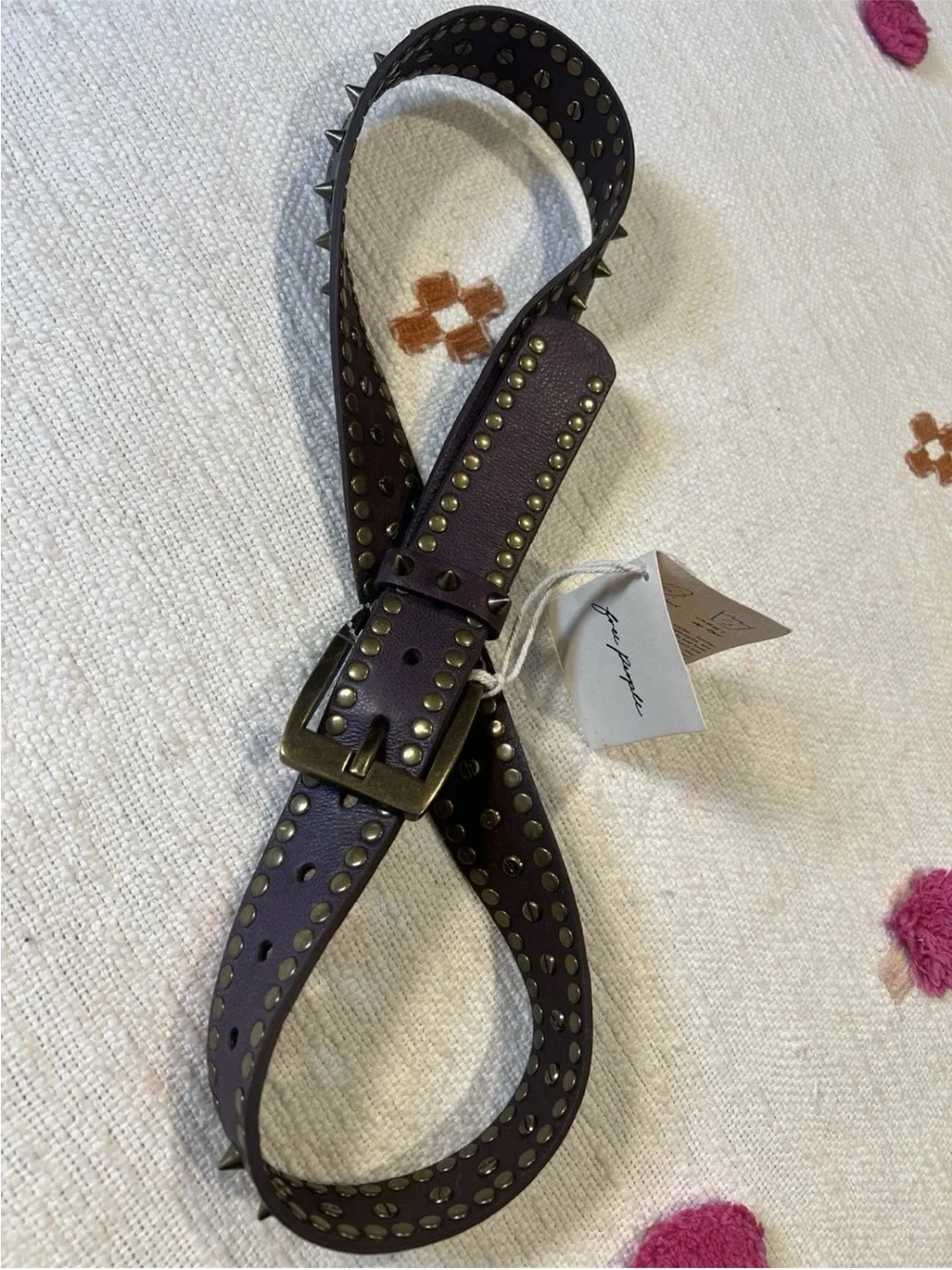 Free People Vertigo Studded Brown Belt nwt M/L
